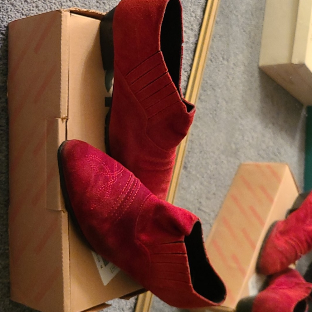 Red Suede Ankle Boots